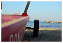 Foto della spiaggia dalla barca del bagnino