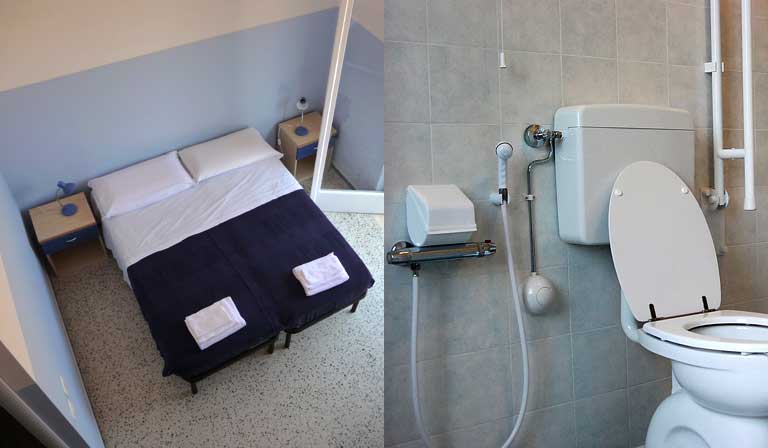 A Villa Marina tutte le camere e i bagni sono accessibili in carrozzina